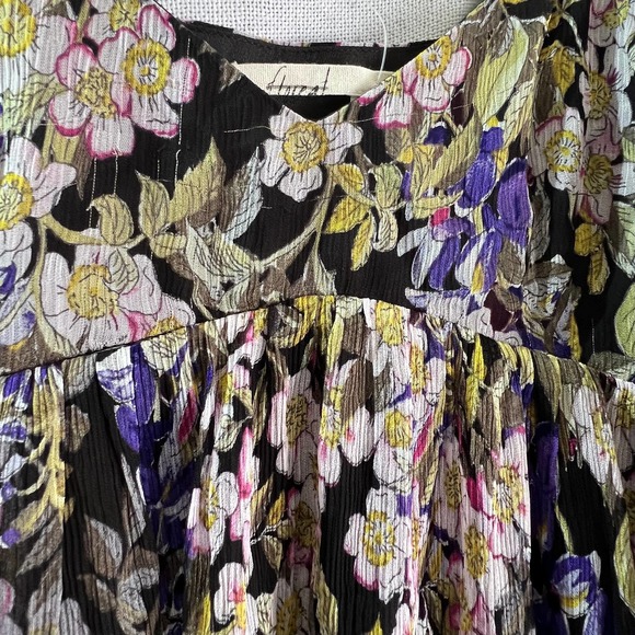 Anthropologie Purple Floral Maxi Patch Layer Strappy V-Neck Black Maxi Dress | 2 - Picture 10 of 12